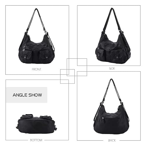 Angel Barcelo Women Multifunctional Soft Leather Handbag Purses Shoulder Hobo Backpack Crossbody Zipper Bag with Pocket thumbnail 4
