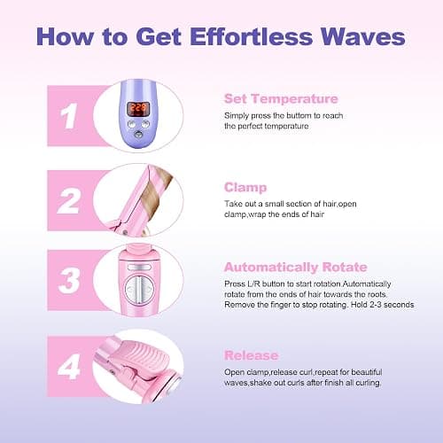 Rotating Curling Iron 1 Inch,Automatic Curling Iron,Easy-to-use Curling Wand for All Hair Types,Self Rotating Barrel with Dual Voltage,Fast Heating for Long-Lasting Hair Styling thumbnail 6