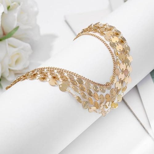 Yean Gold Sequins Head Chain Bohemian Hair Jewelry Headpiece Forehead Band Festival Headband Accessories for Women thumbnail 7