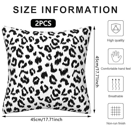 JynxtoyZeal Housses d'oreiller À Motif Léopard, 2pcs Housses de Coussin carrées décoratives Modernes, pour Canapé Maison Salon Chambre Décoration- 45x 45cm thumbnail 3