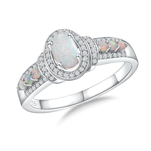 DAYBYDAY Birthstone Rings for Women 925 Sterling Silver/Yellow Gold Plated Gemstome Oval Engagement Promise Rings Size 6-10 - Image 1