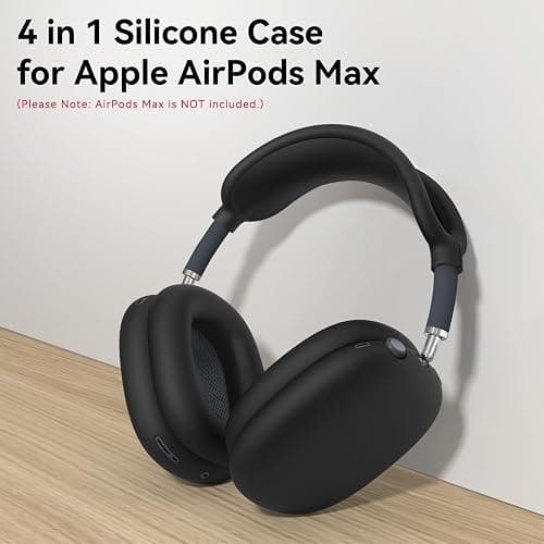 Silicone Case Cover for AirPods Max Headphones, Ear Pad Case Cover/Ear Cups Cover/Headband Cover for AirPod Max (USB-C/Lightning)(2024/2020),Accessories Silicone Protector for Apple AirPods Max, Black thumbnail 2