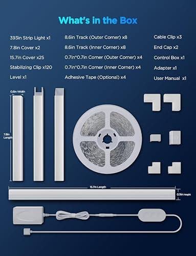Govee RGBIC LED Strip Lights 32.8ft with Covers, Smart Lights Work with Alexa and Google Assistant, LED Diffuser Channel with LED Lights for Bedroom, Skirting Lines, Studio, Cabinet thumbnail 7