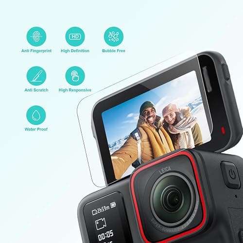 iDaPro [2 Pcs]Screen Protector for Insta360 Ace Pro 2+[2Pcs]Lens Protector for AcePro 2 Lens+[2Pcs]PET(Not Glass) for Insta 360 Ace Pro2 Front Screen,Tempered Glass,9H Hardness,Anti-Scrach,Anti-Bubble thumbnail 4