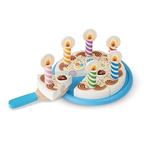 Melissa & Doug Birthday Party Cake - Wooden Play Food With Mix-n-Match Toppings and 7 Candles thumbnail 4