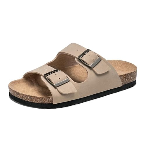 FITORY Boys Girls Glitter Slide Sandals, Cork Slipper with Adjustable Straps for Little Kid/Big Kid - Image 1
