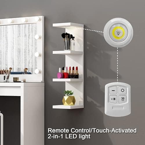 LitaEther Versatile 4 Tier Wall Shelf Unit,White Lack Wall Shelf,Display Floating Shelf with LED Remote Control Light thumbnail 6