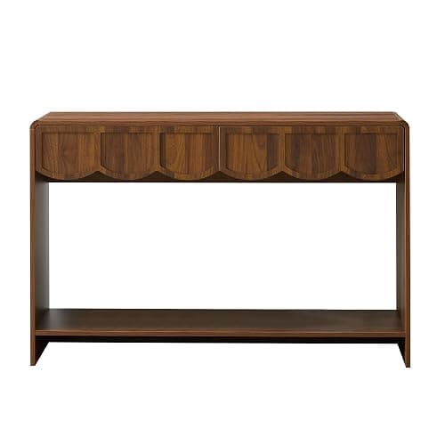 Console Table with Drawers, Mid-Century 43 Inches Narrow Entryway Tables with Open Storage Shelves, Hallway Accent Tables Behind Couch Table for Living Room - Walnut - Walnut thumbnail 8