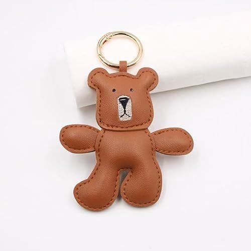 Fashin Bear Keychain, Cute Bears Charm for Purse Handbags Bag Accessories PU Key Charms thumbnail 2
