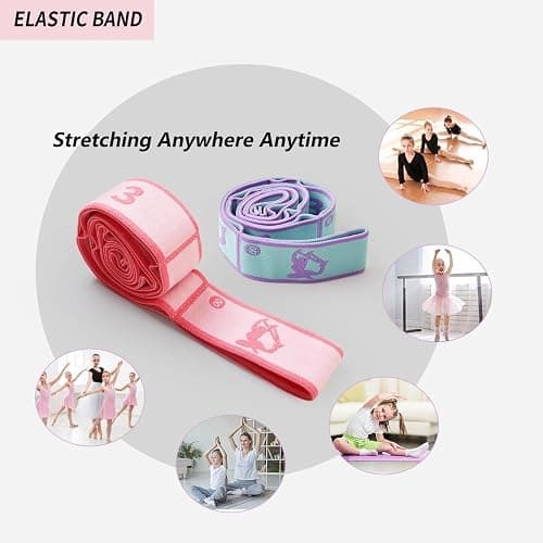 2 PCS Kids Stretching Strap - 8-Loop Adjustable Stretch Bands for Dance, Ballet, Yoga, Gymnastics Workout, Children‘s Fitness Equipment, Stretching Resistance Bands and Home Flexibility Training thumbnail 2