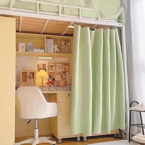 AUCOOMA Thickened Blackout Bunk Bed Curtains Dorm Room Privacy Canopy Bottom Loft, Green, 1 Piece thumbnail 4
