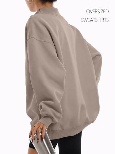 Trendy Queen Womens Mock Neck Sweatshirts Oversized Pullover Fall Outfits | Fall Fashion Clothes 2026,Long Sleeve Tops,Comfort Soft Fleece,Travel Casual Work Lounge Daily Outfit thumbnail 4