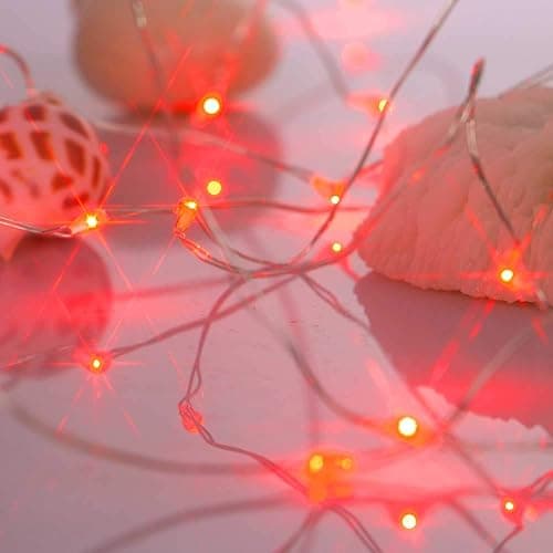 Ariceleo Led Fairy Lights Battery Operated, 1 Pack Mini Battery Powered Copper Wire Starry Fairy Lights for Bedroom, Christmas, Parties, Wedding, Centerpiece, Decoration (5m/16ft Red) thumbnail 4