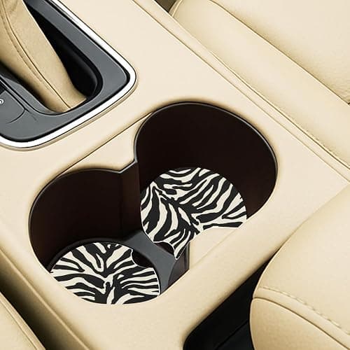 Ceramic Car Coasters – Absorbent Car Cup Holder Coaster Set for Women, Cute Aesthetic Car Accessories for Girls, 2 Pack (Coconut Milk) thumbnail 4