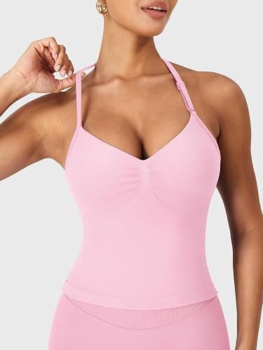 YEOREO SoftHue Impact Longline Strappy Top Women's Halter Workout Tank Tops Backless Gym Longline with Adjustable Strap thumbnail 5