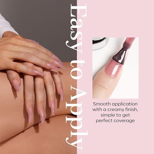 modelones Pink Gel Nail Polish Jelly Nude Pink Gel Polish French Tip Base Colors Translucent Soak Off U V Soap Nails for Nail Art Manicure at Home 15ML thumbnail 7