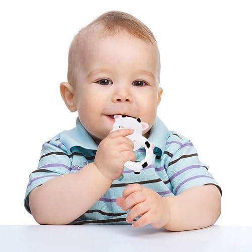 Baby Silicone Teether,Sensory Chew Toys,BPA Free Soft and Effective Infant Teething Pain Relief Toys,Freezer Safe,Food Grade Silicone,Best Shower Gift for Boys and Girls (Cow) thumbnail 2
