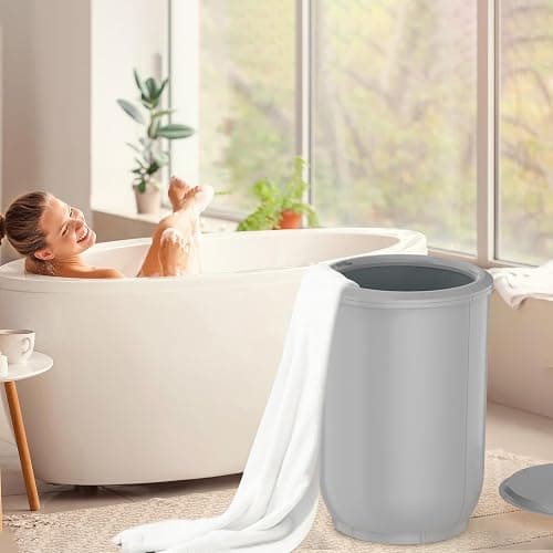 FLYHIT Large Towel Warmer for Bathroom - Heated Towel Warmers Bucket, Wood Handle, Auto Shut Off, Fits Up to Two 40"X70" Oversized Towels, Bathrobes, Blankets, for Mother's Gifts, Gray thumbnail 7
