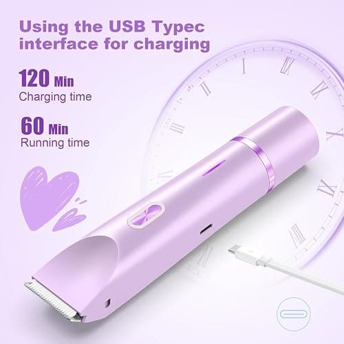 CheckSimple 2025 New Bikini Trimmer for Women,Dermave Bikini Shaver,2-in-1 Electric Razors for Women(Purple) thumbnail 3