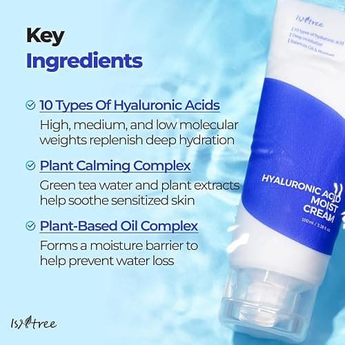 ISNTREE Hyaluronic Acid Moist Cream 100ml, 3.38 fl.oz | Korean Skincare | Deep Hydration for Dry Skin | Balances Oil & Moisture | Lightweight & Non-Greasy | Fragrance-Free thumbnail 5