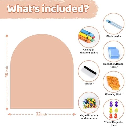 Magnetic Arch Wall Decal, 40 x 32 Upgraded Self-Adhesive Magnetic Chalkboard for Wall, Magnet Wall Drawing Learning for Kids Playroom, School, Home (Light Pink thumbnail 3