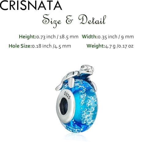 CRISNATA Ozean Leben Thema Charm-925 Sterling Silber Murano Schildkröte/Delfin, Manta Ray, Tropische Seepferdchen Anhänger, vergoldete Openwork Perlen, passt europäische Meer Charme Armband thumbnail 2