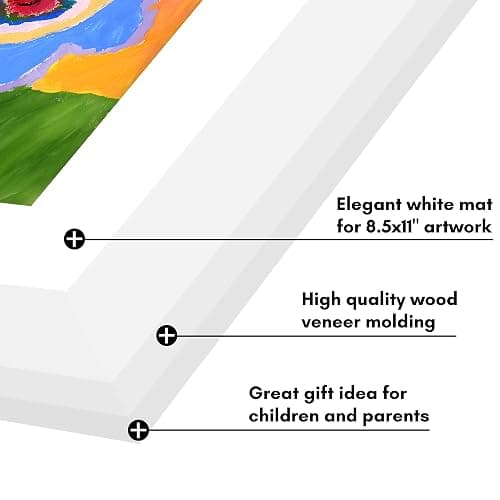 Americanflat Kids Artwork Frame Changeable (White) - Magnetic Door Holds 100 Art Pieces - 8.5x11 Letter Size Display with Mat or 10x12.5 Without Mat - My Mini Masterpiece thumbnail 7