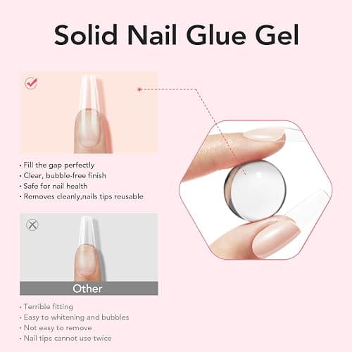 Curvlife Soft Gel Solid Nail Glue-15g for Press On Nails, Upgrade 3 in 1 Soft Gel Full Cover Nail Tips For Strengthen UV Light Cured thumbnail 3