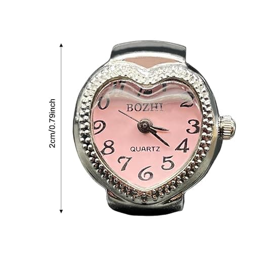 Vintage Ring Watch Heart Shape Crystal Analog Ring Punk Style | Creative Watches Women Men Finger Ring Watches for Men Women Daily Fashion Accessory Casual Outfit Party Evening Date Travel thumbnail 6