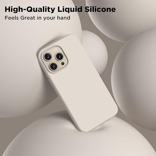COFFKER Compatible with iPhone 15 Pro Case, Liquid Silicone Case, Full Body Shockproof Protective Cover Slim Thin Phone Case with Soft Anti-Scratch Microfiber Lining, 6.1 inch-Stone thumbnail 4