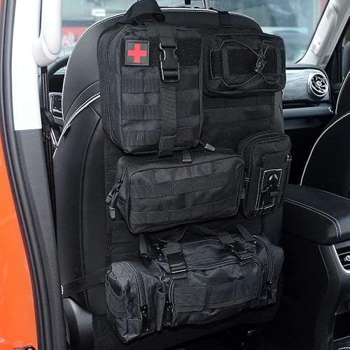 Universal Tactical Vehicle Back Seat Organizer with 5 Molle Pouch Molle Pouches Truck Seat Organizer Tactical Gear for Car Truck Ford Jeep Vehicle - Image 1