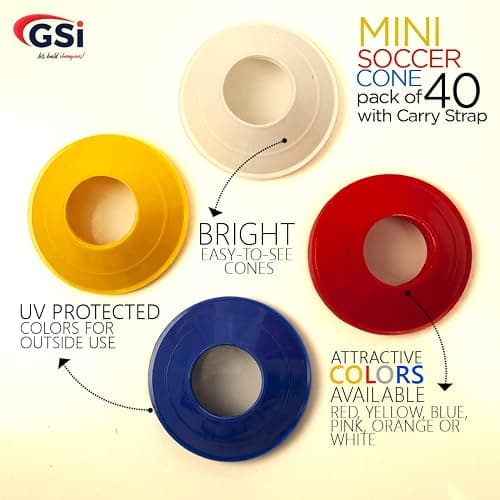 GSi Sports Cones - 40 Pack Training Cones for Agility Drills, Soccer & Sports Practice (Multiple Shapes) thumbnail 5