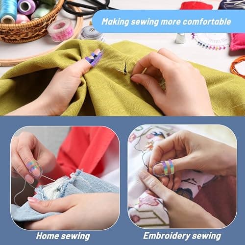 Yizzvb 8 Pcs Sewing Thimbles, 2 Sizes Metal Thimble Sewing Finger Protector | Metal Thimble Dazzle Color Adjustable Metal Sewing Thimble Rings, Sewing Quilting Craft Accessories Diy Sewing Tools thumbnail 7