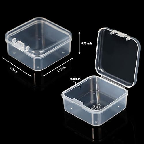 SATINIOR 24 Packs Small Clear Plastic Beads Storage Containers Box with Hinged Lid for Storage of Small Items, Crafts, Jewelry, Hardware (1.7 x 1.7 x 0.8 Inches) thumbnail 3