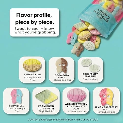 Bubs Swedish Candy 0,5 lb, Swedish Candy Bubs Mix, Skulls, Swedish Godis, Gummy Candy thumbnail 5