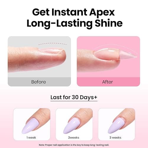 Beetles Tipex Instant Apex Nail Tips Kit – Almond Medium, 224PCS 16 Sizes | Pre-Etched, Thick Full Cover Acrylic Tips with Tipex Nail Glue, Dehydrator, Primer, Base & Top Coat, Mini UV Lamp thumbnail 3