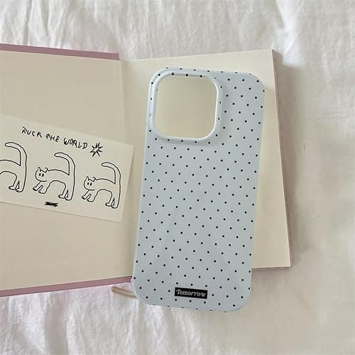 inewateri Compatible with iPhone 13/iPhone 14 Case with Cute Fashion Polka Dot Aesthetics Design Simple Cases for Soft TPU Slim Protection Cover-Blue thumbnail 2