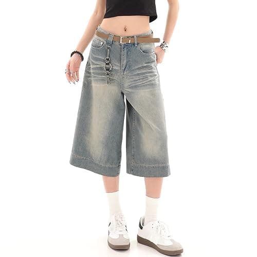 Y2k Baggy Jean Shorts Jorts Y2k Hip Hop Shorts Skater Jeans Grunge Jorts Aesthetic Pants thumbnail 6