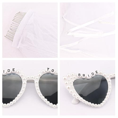 CUBACO Bride to be Sash, Sunglasses and Wedding Veil Bachelorette Party Favors Engagement Gifts Bridal Shower Decorations Veils for Women Wedding Bride to be Gifts Accessories Party Supplies thumbnail 5