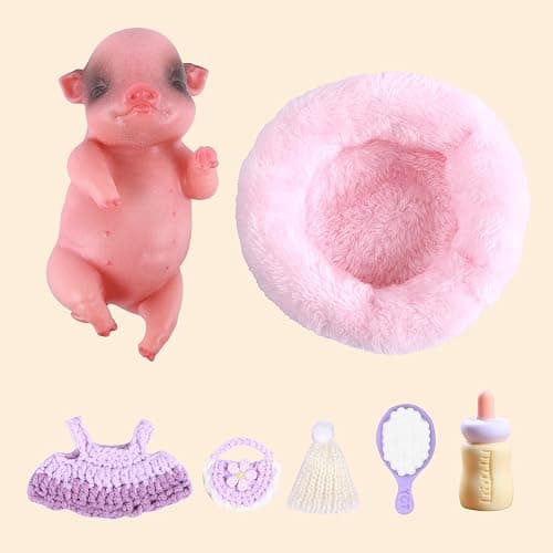 BABESIDE 4.5" Realistic Silicone Piggy Toy - Soft, Stretchy, Chubby Mini Silicone Pig Pet Figurine for Stress Relief, Sensory Play, Kids & Adults Collection thumbnail 5