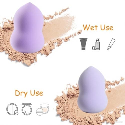 15-Pack Soft Makeup Sponges, Multi-Shape for Foundation | 3 shapes, 5 colors (pink, nude, purple, green, blue), works with liquid, cream & powder foundation and concealer thumbnail 4