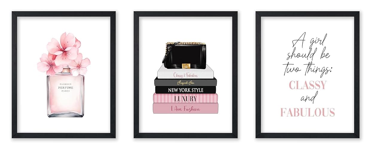 Poster Master 3-Piece Fashion Poster - Classy And Fabulous Print - Perfume Art - Luxury Designer Art - Gift for Him, Her & Fashionista - Glam Decor for Living Room or Office - 8x10 UNFRAMED Wall Art - Image 1