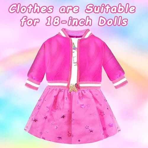BNUZEIYI 23Pcs 18 Inch Girl Doll Accessories Case Luggage Travel Play Set with Doll Clothes Cute Bag Computer Glasses Pretend Makeup Toy Stickers Doll Stuff Fit 18 inch Doll Christmas Birthday Gift thumbnail 4
