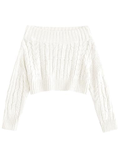 ZAFUL Women V Neck Button Knit Crop Sweaters Batwing Sleeve V Back Ribbed Hem Pullover Sweater - Image 1