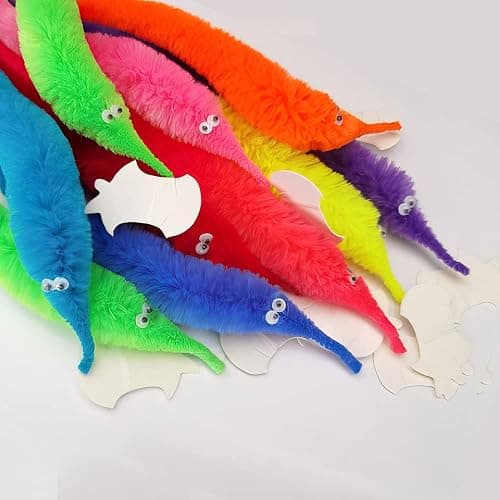 60 Pcs Magic Twisty Worm Wiggly Fuzzy Worms on a String Toys for Party Supplies,12 Colors… thumbnail 4