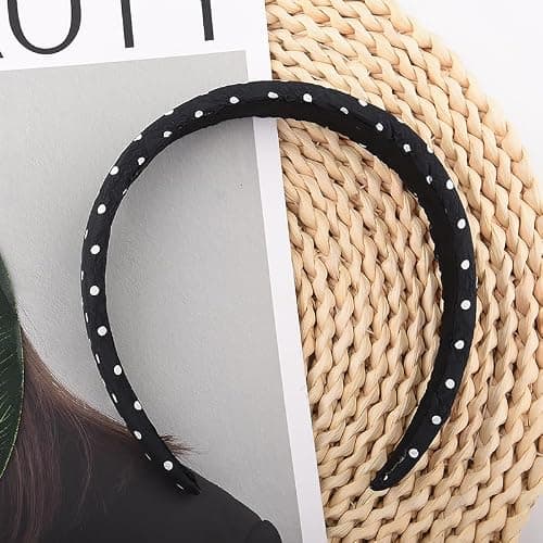 Vintage Polka Dot Hair Accessories Padded Headbands for Women Girls White Polka Dots Headband Costume for Christmas Halloween Headband Non Slip for Women Girls Soft Ribbon Headbands with No Teeth thumbnail 6