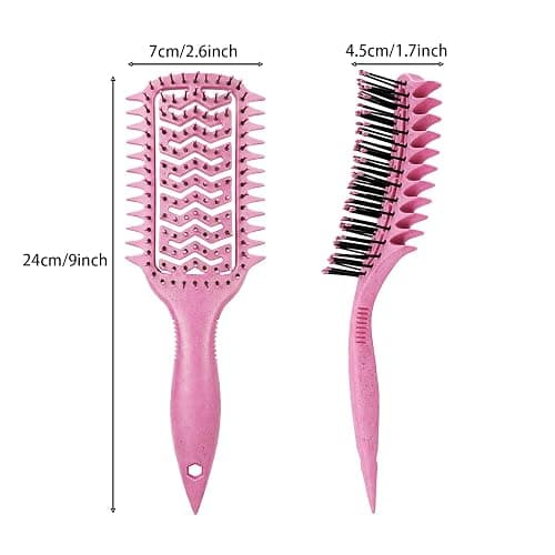 Vented Curl Defining Brush, Detangling & Clump-Forming Styling Brush for Wavy Curly Coily Hair, Wet/Dry, Anti-Frizz, Rounded Tips, Non-Slip Handle (Pink) thumbnail 3
