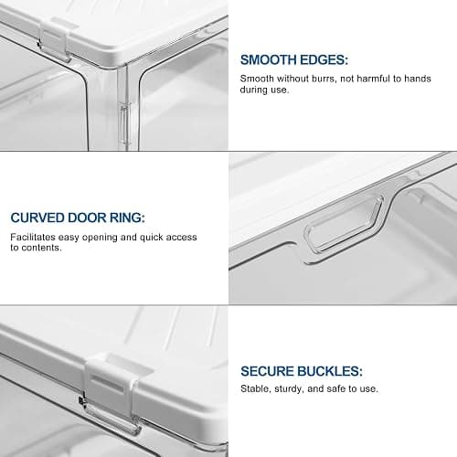 HYBRIDEAS 3-Pack Clear Stackable Storage Bins with Lids Magnetic Doors Open Front Foldable Folding Plastic Craft Containers Large Closet Organizers Box for Bedrooms Living Rooms Study Kids' Toys 24 QT thumbnail 4