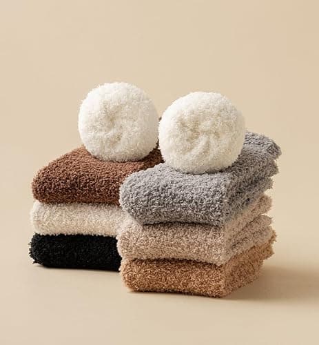 7 Pair Fuzzy Socks for Women Aesthetic Fluffy Warm Slipper Socks Preppy Thick Cute Long Socsk Winter Christmas Socks thumbnail 5