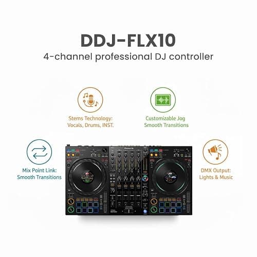 Pioneer DDJ-FLX4 2-Channel DJ Controller - Black Bundle with Case and Austin Bazaar Polishing Cloth thumbnail 8